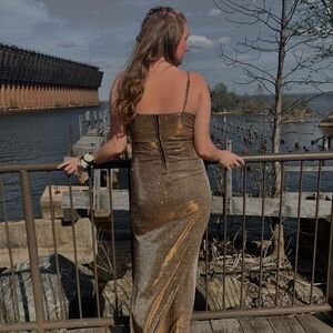 Gold sparkly prom dress